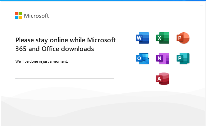 Microsoft Office installation progress window