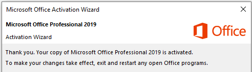 Microsoft Office activated status