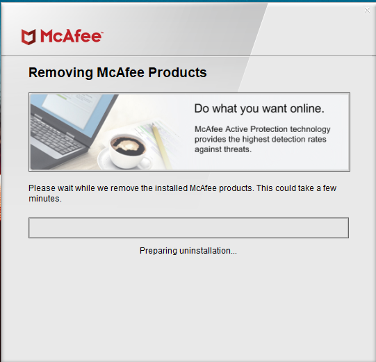 McAfee MCPR 清理正在进行中