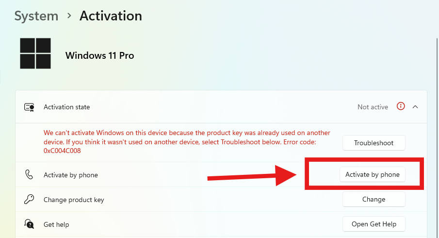 Activer l'option par téléphone dans Windows 11