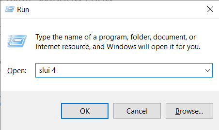 Run window with slui 4 entered